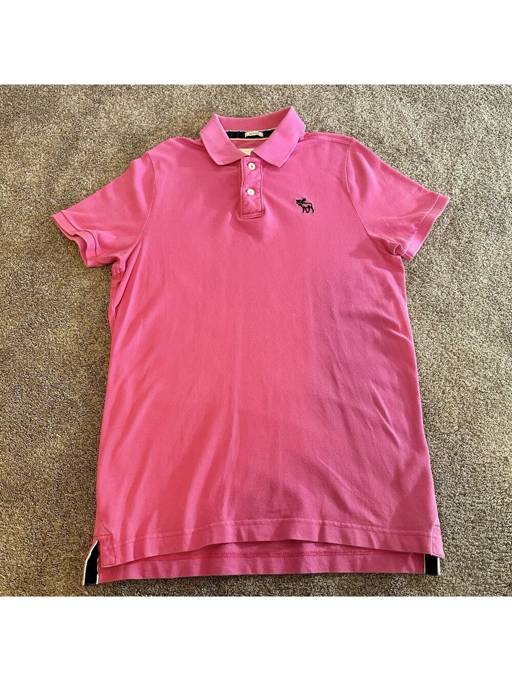 Abercrombie & Fitch Mens XL Hot Pink Muscle Fit Pique Polo Shirt Moose Logo Y2K